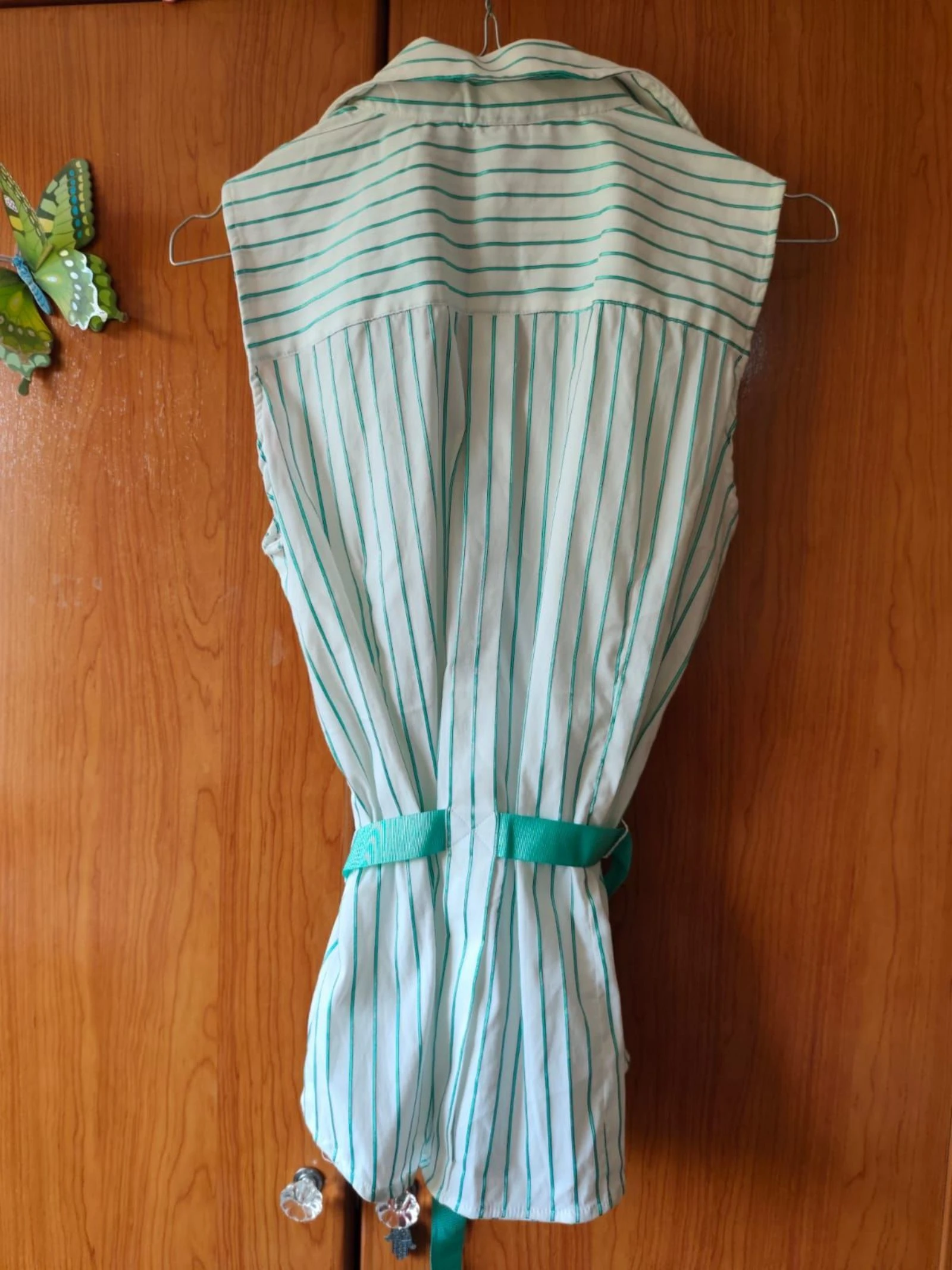 Blusa Zara Basic rayas verdes con lazada, talla XL – photo 3